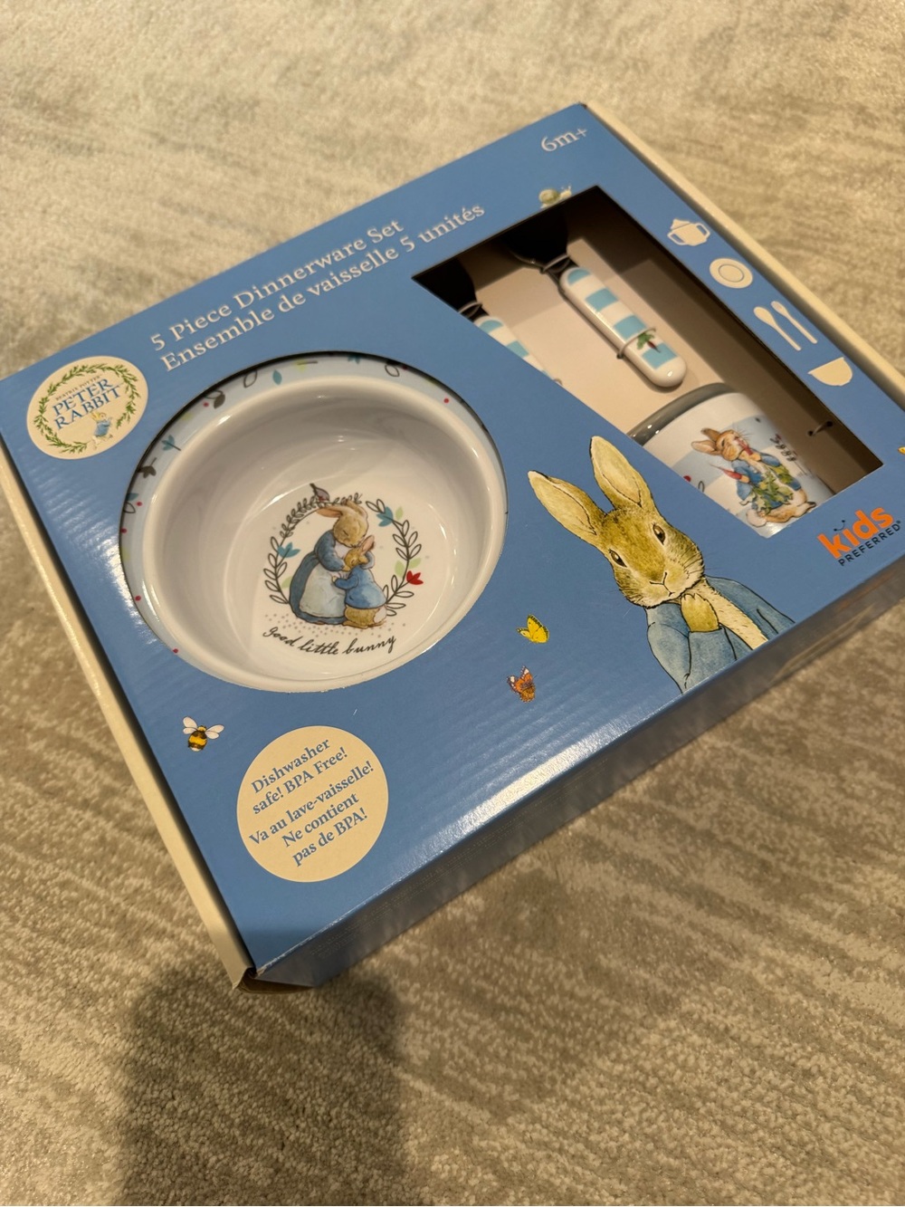 Peter Rabbit 5-Piece Kids Dinnerware Set - Blue & White